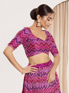 Joban Fashion Purple Chiffon Padded Blouse With Square Neck Elbow Sleeves | Grocsy