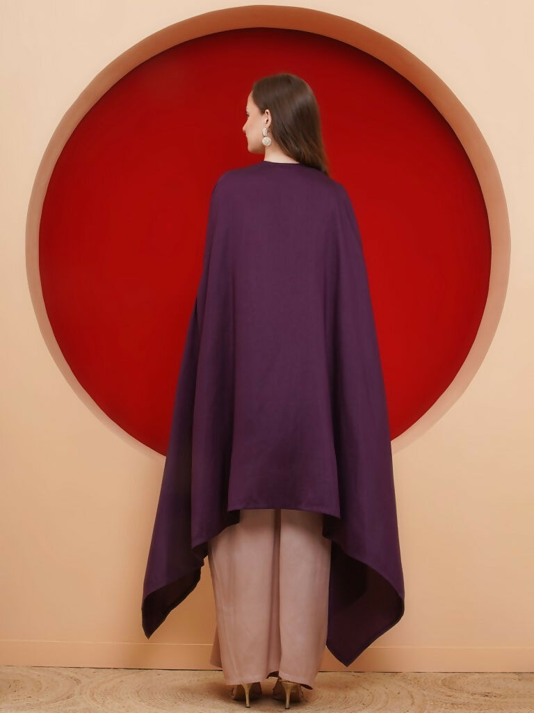 Joban Fashion Purple and Rose Gold Skirt set with Cape | Grocsy