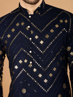 Vastranavya Navy Blue Exclusive Festival Wear Pure Viscose Rayon Embroidered Sequence Work Kurta | Grocsy