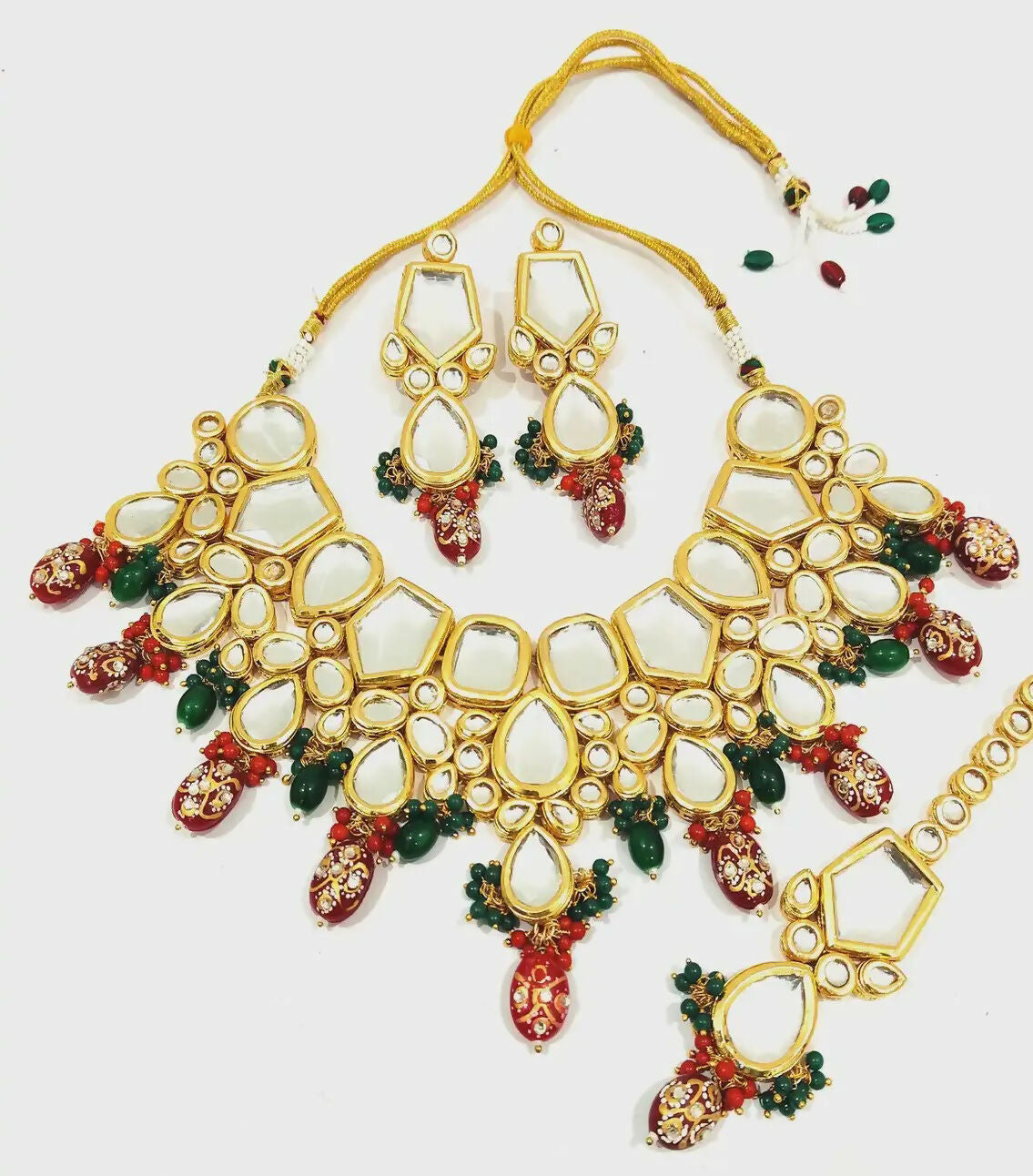 Joban Fashion Hand Made High Quality Gold Plated Base Metal Alloy Kundan Stone Studded Kundan Jewellery Set | Grocsy