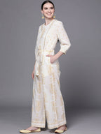 Ahalyaa Off White Printed Basic Jumpsuit | Grocsy