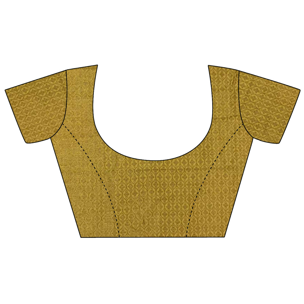 Joban Fashion Golden Yellow Banarasi Soft Lichi Silk Checks & Woven Saree | Grocsy