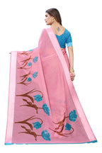 Vamika Pink Linen Satin Patta Saree (VANI PINK) | Grocsy