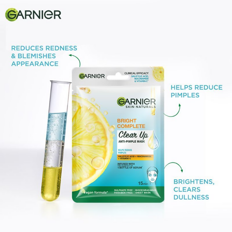 Garnier Bright Complete Anti Pimple Sheet Mask | Grocsy