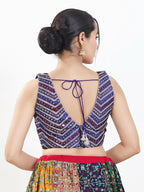 Joban Fashion Purple Silk Padded Blouse With V Neck Sleeveless | Grocsy