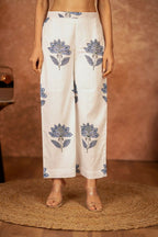 Joban Fashion Off White Blue Hand Block Printed Cotton Suit Set | Grocsy