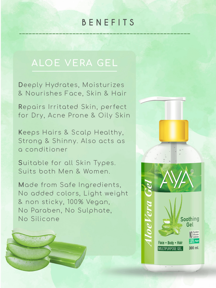 AYA Multipurpose Aloe Vera Gel For Face, Hair & Body | Grocsy