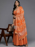 Ahalyaa Women's Traditional wear Lehenga Choli - Orange | Grocsy