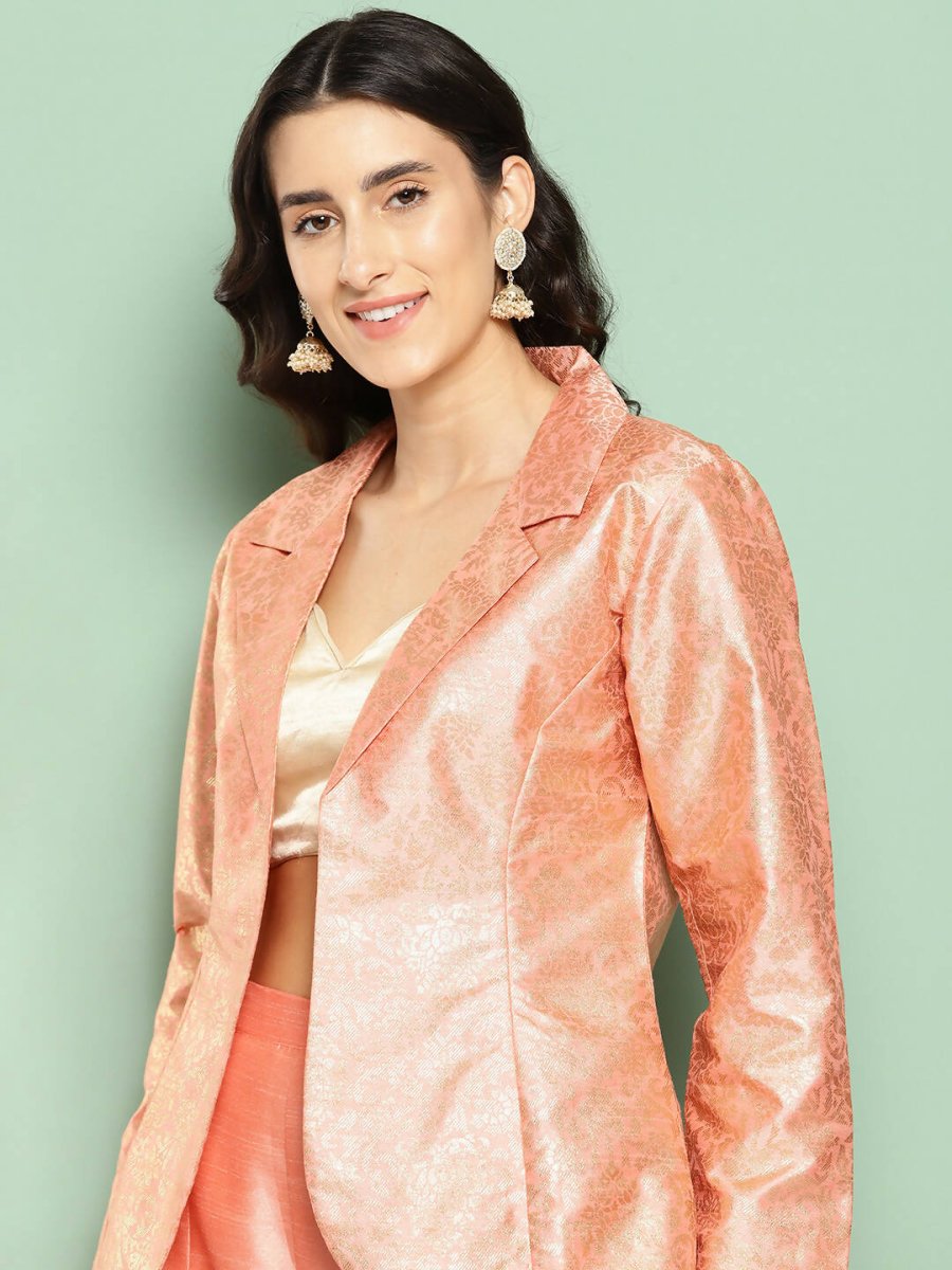 Ahalyaa Women's Traditional Wear Co-ods - Peach | Grocsy
