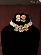 Mominos Fashion Johar Kamal Women's Golden Beads Pearls Gold-Polished Jewellery Set | Grocsy