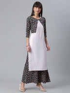 Ahalyaa Light Pink Crepe Solid Kurta And Palazzo Set With Jacket | Grocsy