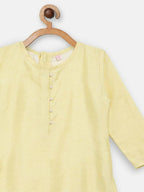 Ahalyaa Yellow Poly Silk Kids Kurta Pant With Dupatta For Girls | Grocsy