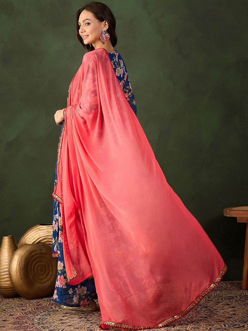 Sangria Printed Kurta, Palazzo With Dupatta | Grocsy