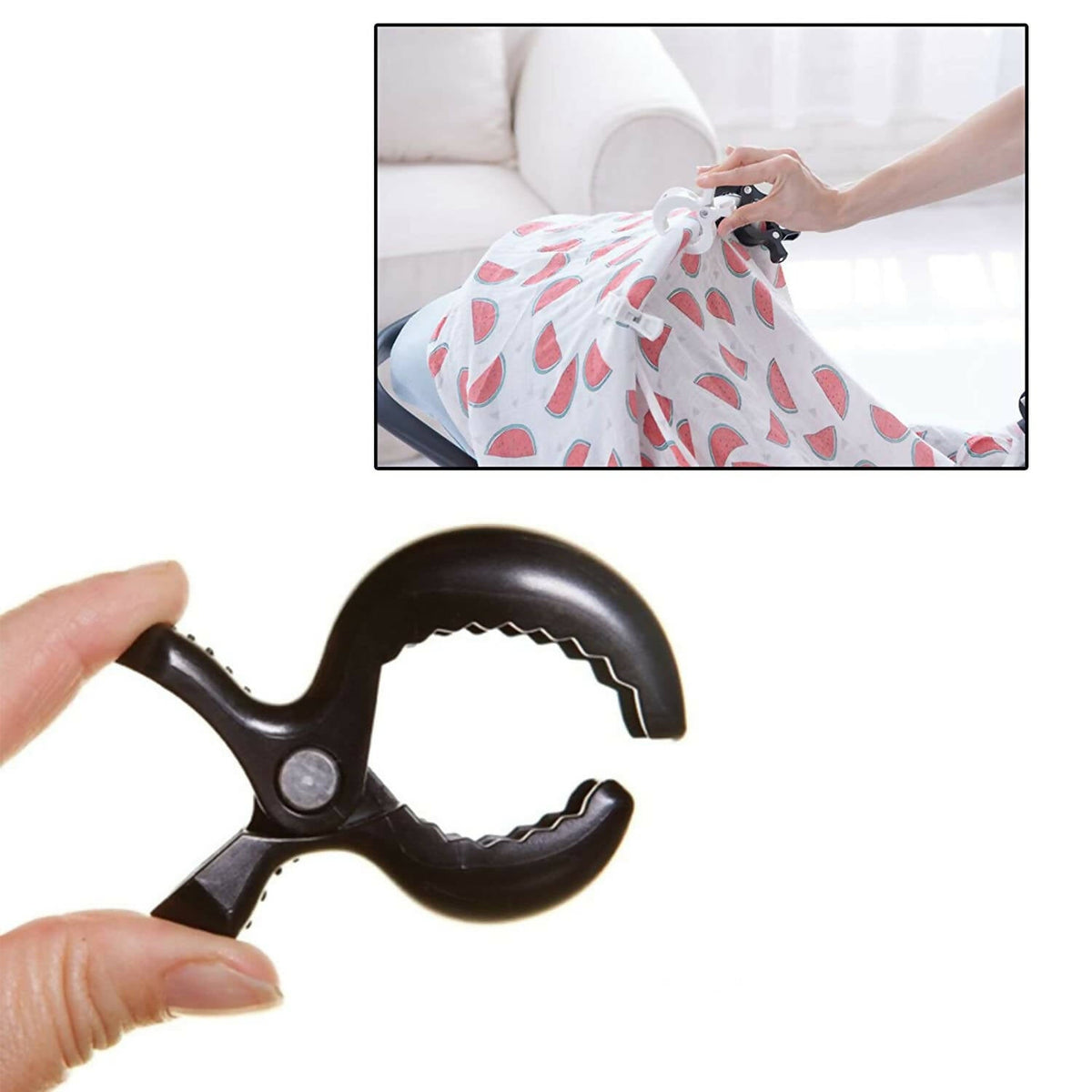 Safe-O-Kid Baby Stroller Seat Cover Clips For Protection & Safety for kids- Black | Grocsy