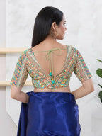 Joban Fashion Pista-Green Shift Elbow Sleeveless Back Open Blouse | Grocsy