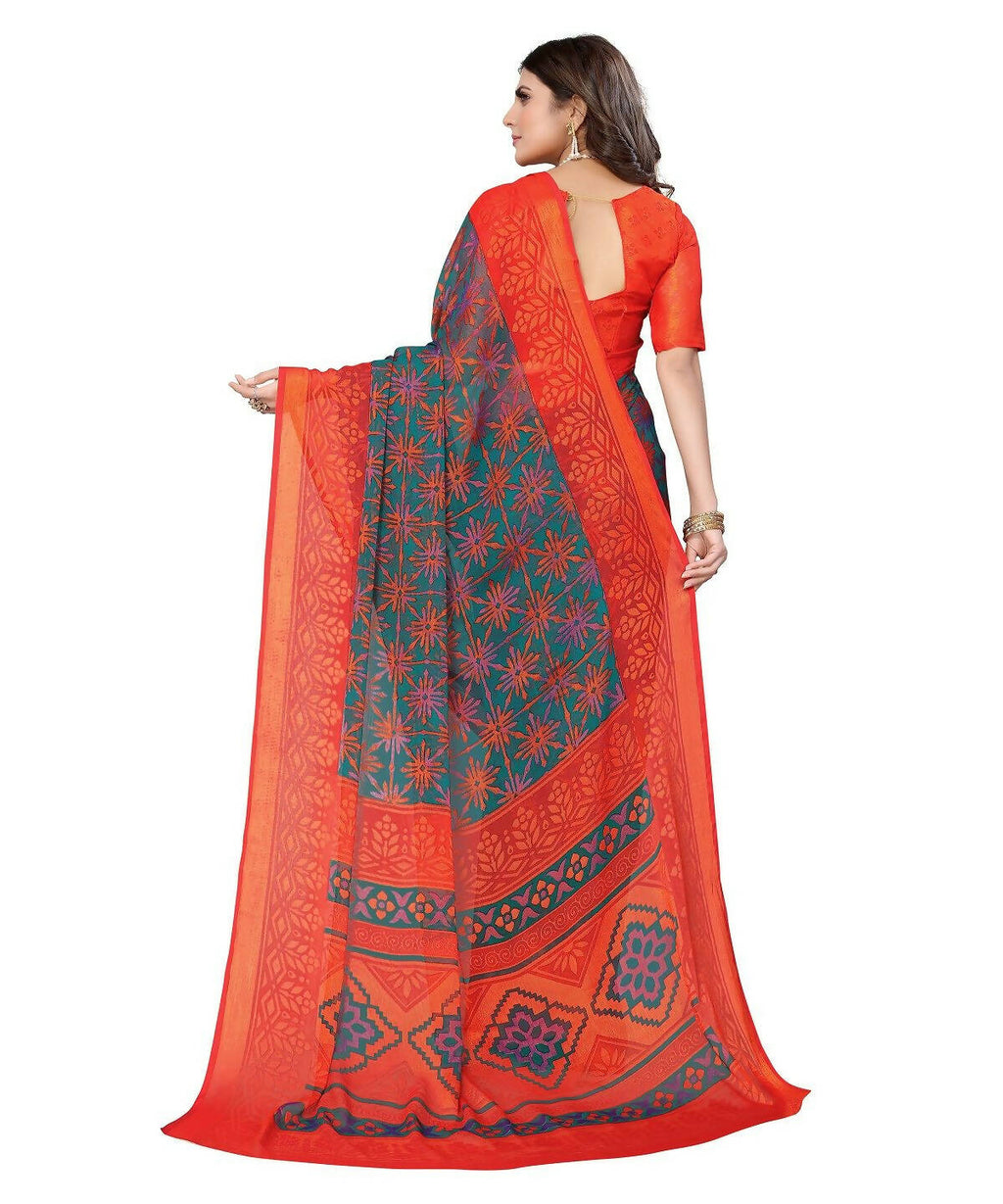 Vamika Rama Green Chiffon Brasso Bollywood Style Woven Saree (DEVINA RAMA) | Grocsy