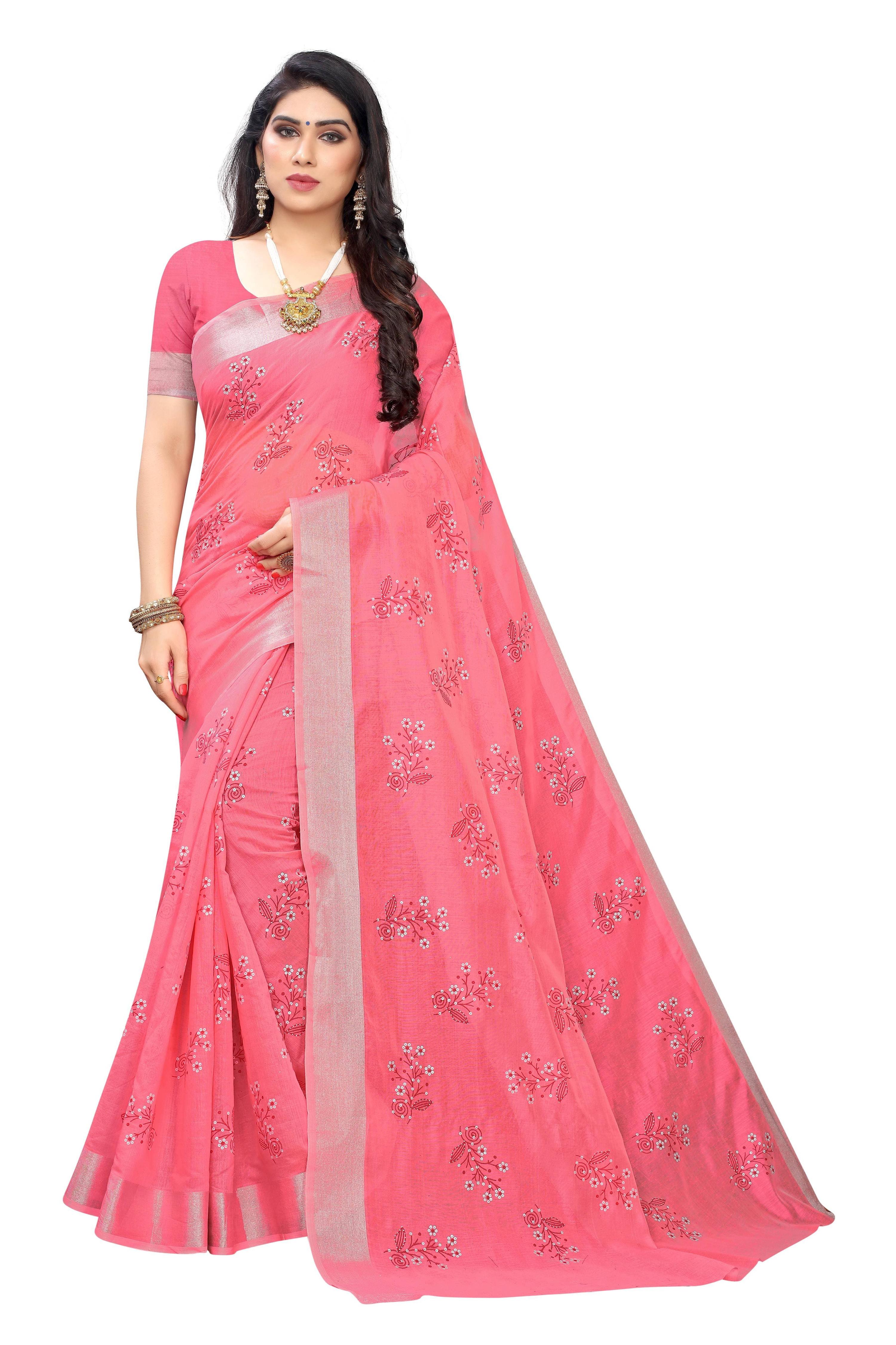 Vamika Peach Chanderi Designer Saree | Grocsy