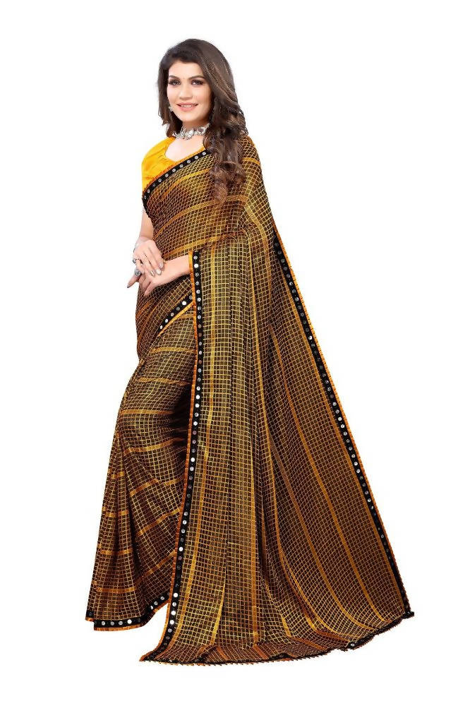 Vamika Yellow Lycra Knitted Saree | Grocsy
