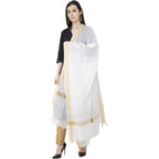 A R Silk Chanderi Crush Crush Design White Color Dupatta or Chunni | Grocsy