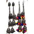 MS Fashion India Oxidised Silver Kashmiri Triple Jhumki Earrings | Grocsy