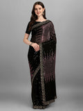 Vegaa Fashion Black Georgette Embroidered Party Wear Saree | Grocsy