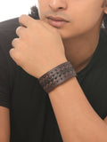 NVR Men's Brown Leather Bracelet | Grocsy