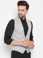 Even Apparels Grey Merino Men Woven Nehru Jacket | Grocsy
