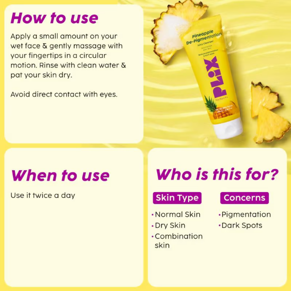 PLIX The Plant Fix Pineapple Depigmentation Regime With Toner, Cleanser & Moisturizer | Grocsy