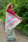 Very Much Indian Traditional Patteda Anchu Ilkal Handloom Saree-Gage Green | Grocsy