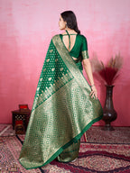 Vedant Vastram Banarasi Silk Fashion Saree - Green | Grocsy