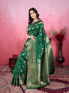 Vedant Vastram Banarasi Silk Fashion Saree - Green | Grocsy