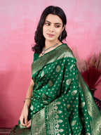 Vedant Vastram Banarasi Silk Fashion Saree - Green | Grocsy
