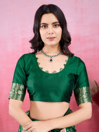 Vedant Vastram Banarasi Silk Fashion Saree - Green | Grocsy