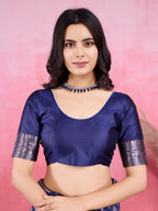 Vedant Vastram Banarasi Silk Fashion Saree - Navy | Grocsy