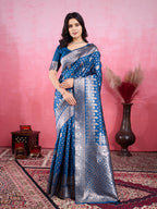 Vedant Vastram Banarasi Silk Fashion Saree - Rama | Grocsy
