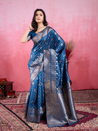 Vedant Vastram Banarasi Silk Fashion Saree - Rama | Grocsy
