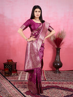 Vedant Vastram Banarasi Silk Fashion Saree - Wine | Grocsy
