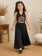 Evanik Black Premium Pure Cotton Fabric With Hand Work Kids Co-Ord Set | Grocsy