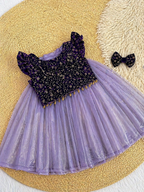 Evanik Purple Premium Micro Velvet Sequence Work Kids Lehenga Choli | Grocsy