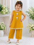 Evanik Yellow Summer Festival Wear Co-Ord Set For Kids | Grocsy