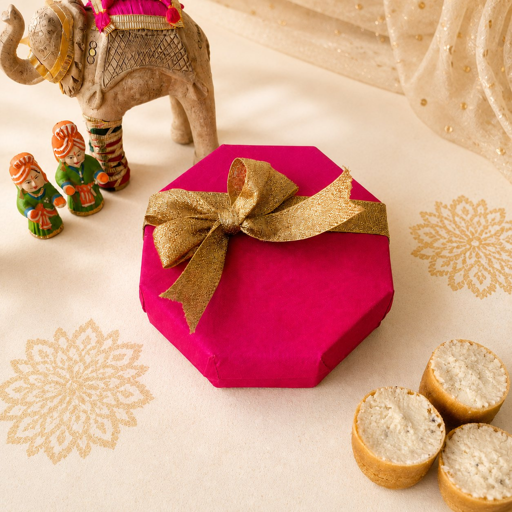 SweeDesi Meetha Ghewar - 1 Pc Hamper Pink | Grocsy