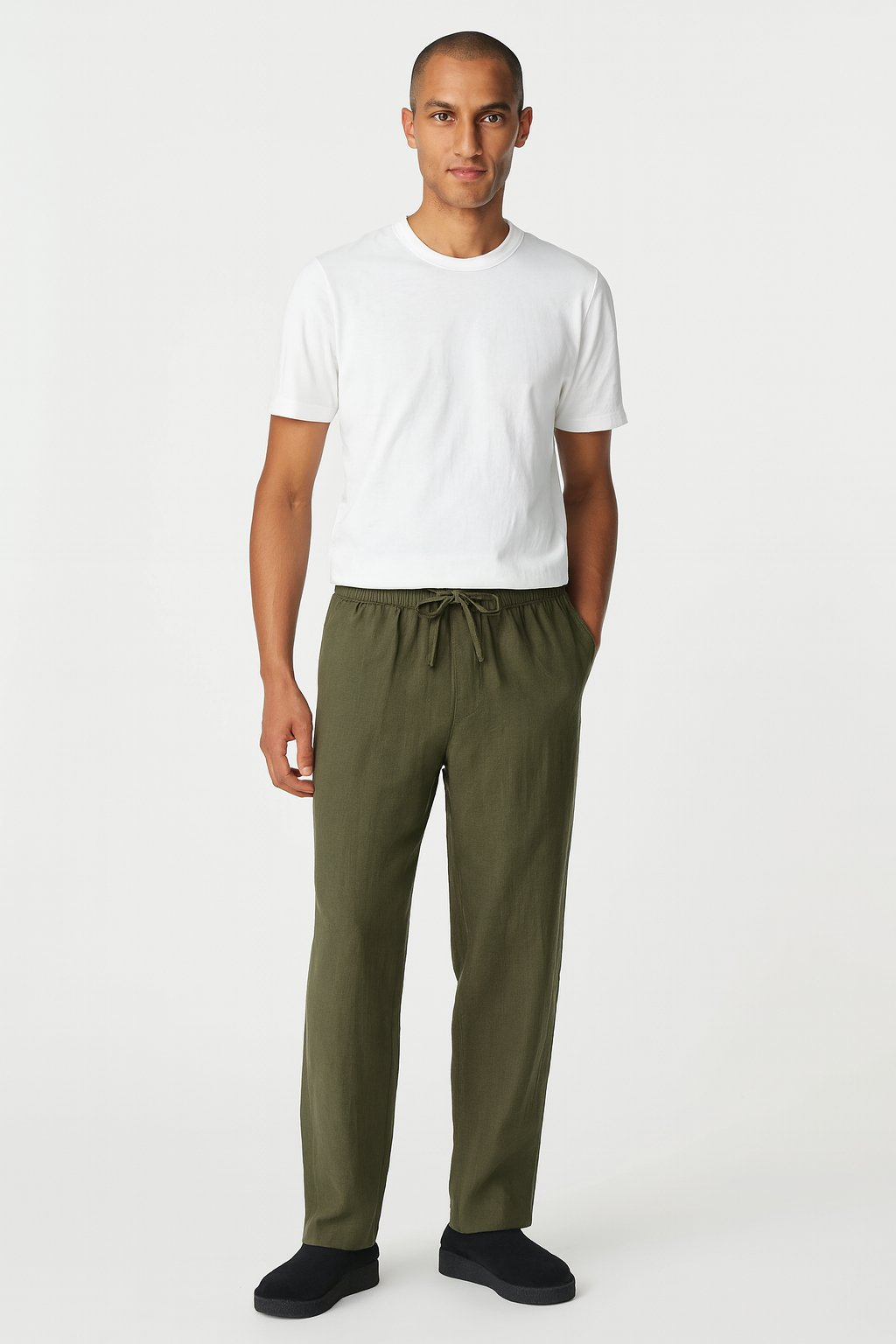 Fabmade Men’S Linen Pajama Combo – Olive & Black(Pack Of 2) | Grocsy