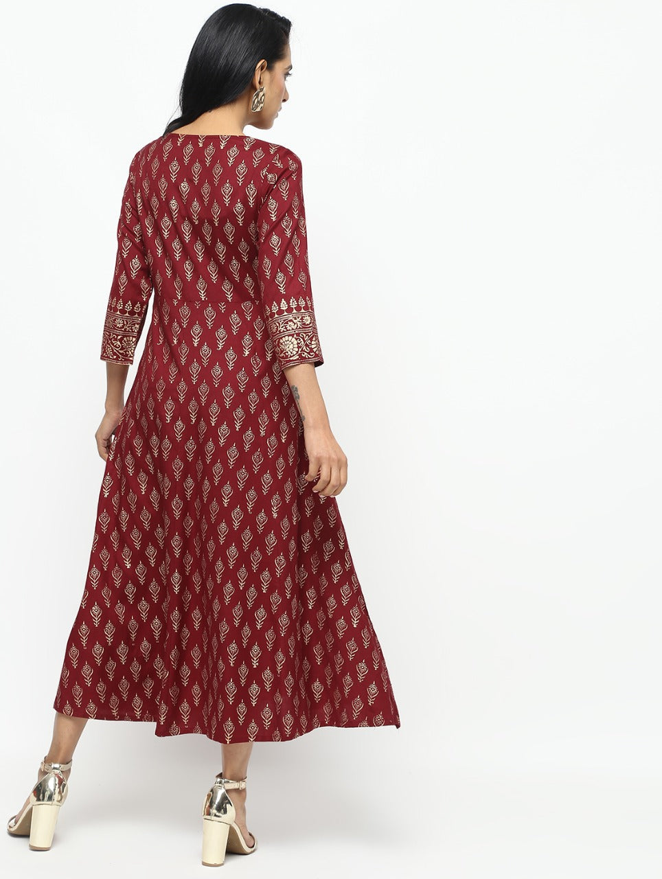 Cheera Angrakha All Over Butta Foil Printed Kurta With Beautiful Border Design | Grocsy