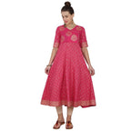 Cheera Angrakha Checkered Foil Printed Kurta With Doori Tassels | Grocsy