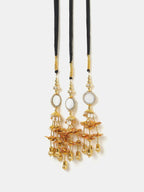 Ruby Raang Gold Gota Pati Work And Threads With Pearls And Black Thread And Mirrors | Grocsy