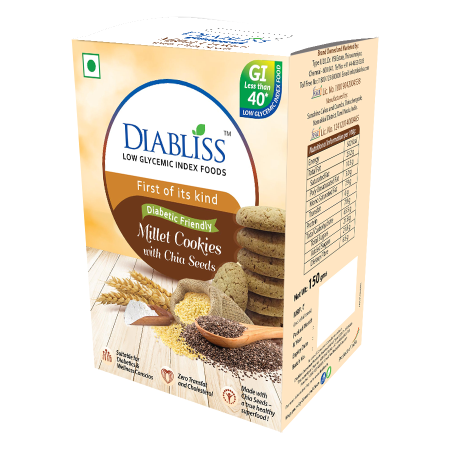 Diabliss Diabetic Friendly Millet Cookies with Chia Seeds | Grocsy