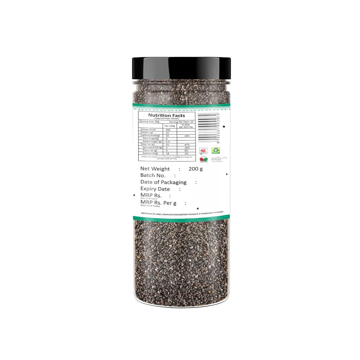 Yum Yum Raw Chia Seeds Jar | Grocsy