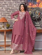 Lehenga Mart Designer Chinon Suit With Sequence Embroidered Work - Pink | Grocsy
