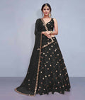 Jyoti Fashion Beautiful Black Embroidered with Mirror work Art Silk Party Wear Lehenga Choli with Dupatta | Grocsy