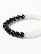 NVR Black & White Crystal Beaded Bracelet for Men & Women | Grocsy